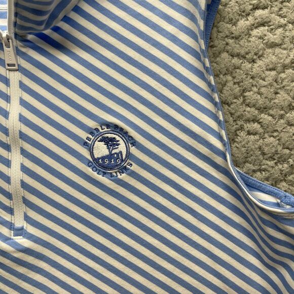 Polo Golf Ralph Lauren 1/4 Zip Tank Top Womens XL Blue Striped Paducah, Ky CC - Picture 2 of 10